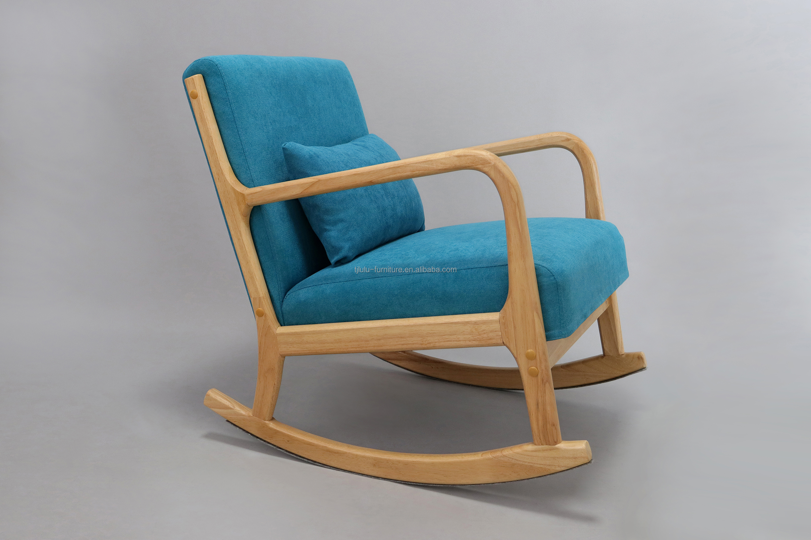 Solid Wood Frame Mid-Century Modern Velvet Fabric Rocking Sofa Chair for Luxury Living Room Design Style