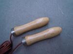 leather jump rope with red beech wooden handle