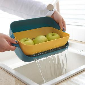 Wholesale ODM PP Double Fruit And Vegetable Drain Basket Sustainable Green Yellow from china suppliers