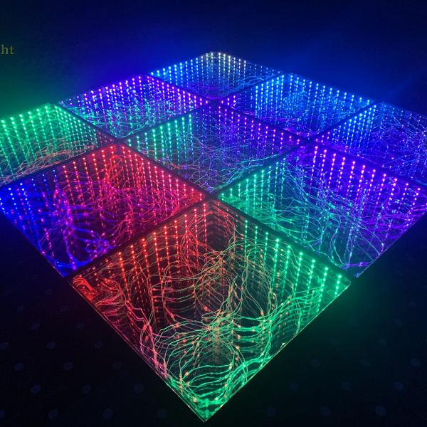 RGB 3in1 Luminous Starry Golden LEDs Floor Tiles 3D 50*50cm Mirror Dance Floor