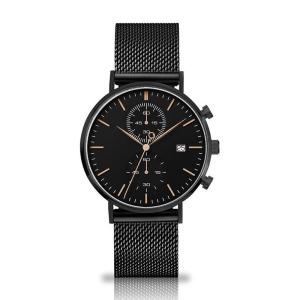 Wholesale Black Mesh Strap Stainless Steel Chronograph Watch With Date And Time from china suppliers