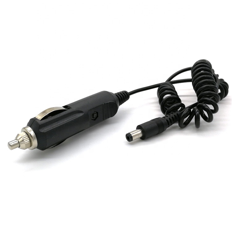 12V Spring Coiled Car DC Jack 5.5x2.1mm Cigarette Lighter Extension Cable
