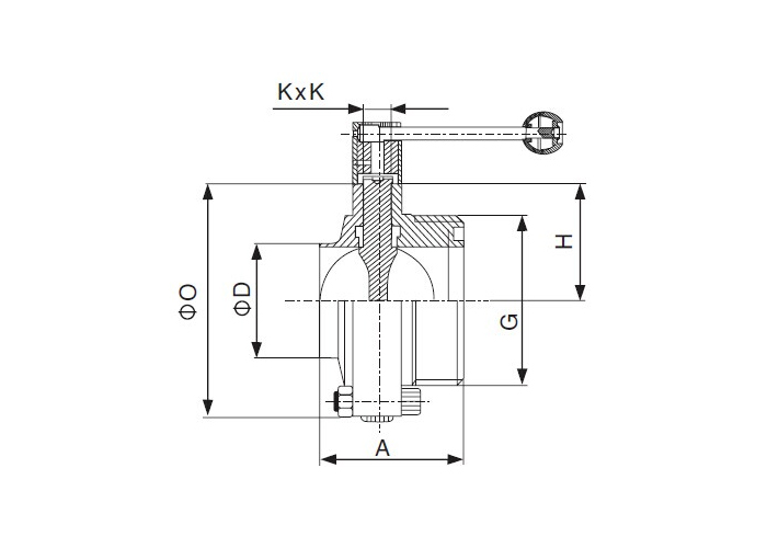 Dimension of Sanitary Welded x Threaded Butterfly Valve – SMS Series