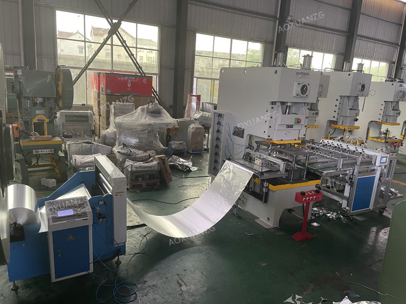 Food Grade Auto Stacker Aluminum Foil Box Making Machine For Tray Cup Plate