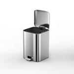 Soft Close Rectangle Trash Bin 18L Capacity Stainless Steel Silver Pedal Trash