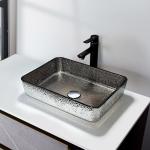 Silver Chromed Rectangular Above Counter Sink Shinning Shallow Vessel Bathroom
