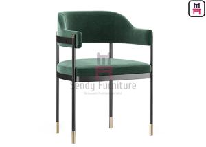 Wholesale Open Back Upholatered Armrests Dining Chair With Gold Details from china suppliers