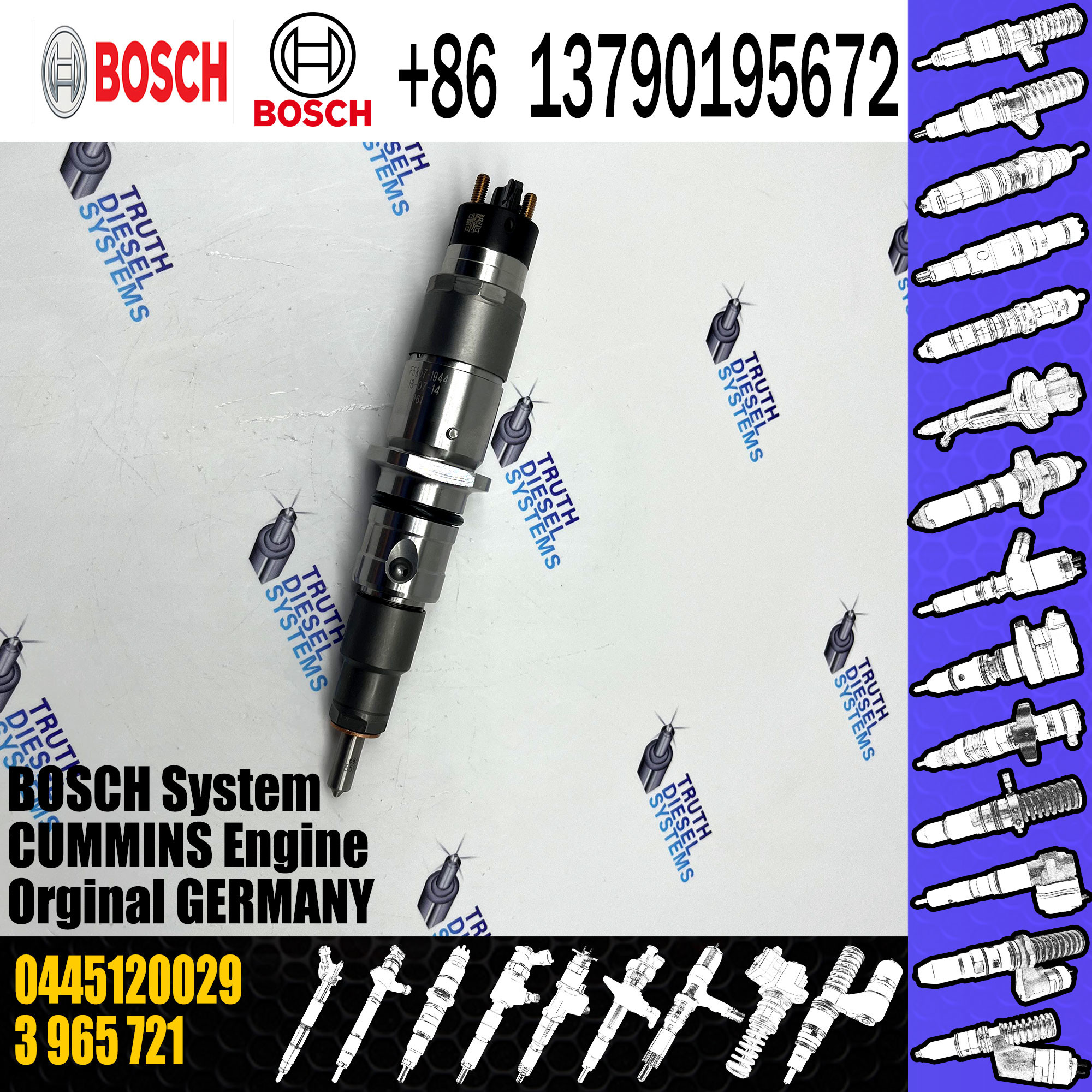 Common rail fuel injector 0445120236 0445120125 0445120029 5263308 4940170 4939061 3973060 3965721for QSL9 QSC8.3