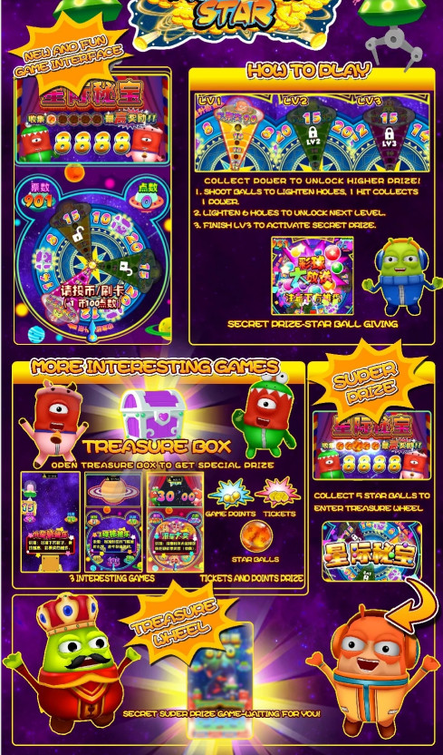 Holiday Resort Coin Pusher Arcade Game Machine Treasure Star