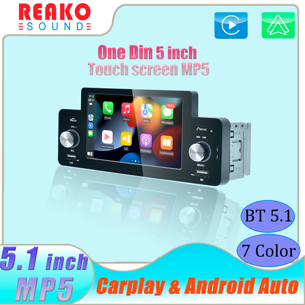 5.1'' Car MP5 Player Single Din BT Music Hd Mp5 Car Stereo Support Carplay