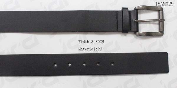 Mens Casual Black Belt With Flexible Roller Buckle , 3.80cm Width Mens Black
