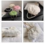2024 NEW RETRO FAIRY SOLID COLOR SMALL BAG WHITE HAND PEARL BAG WOMEN'S NET YARN
