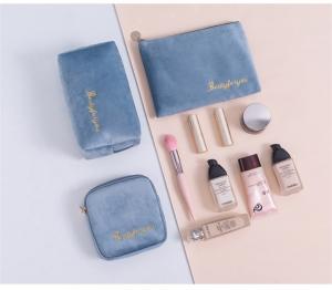 China Wholesale Custom Best Selling Colorful Flannel Custom Cosmetic Set Make Up Bag for Women on sale