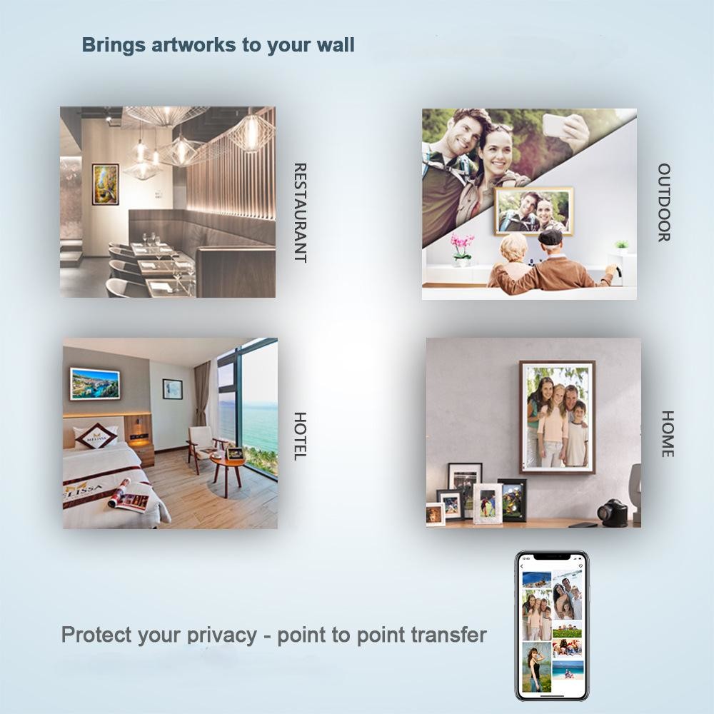 Wall 43 Inch Wooden Frame Screen 4K Display For Video Photo Multimedia Loop Player