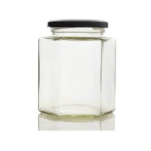 Wholesale Food Grade Recyclable 380ml Hexagon Glass Honey Jars 13*13*13cm from china suppliers