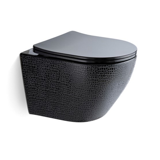 Porcelain Wall Hung Toilet Ceramic Black P Trap Toilet For Bathroom