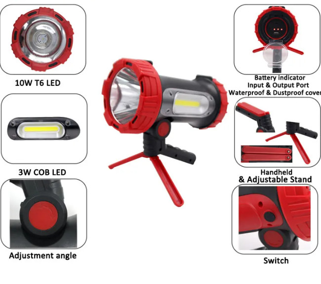 10W LED Night Hunting Headlamp Work Light Handhold For Outdoor Fishing 10000 Hours