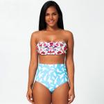 Tiered Layer Tie a Knot Front Top With Low waist Bikini swimsuit high cut