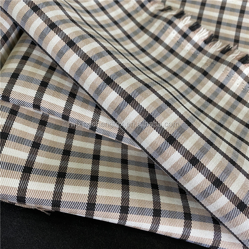 Style TWILL 190gsm Polyester Cation Check Woolen Like Tweed Fabric for Suits Jacket Outfit