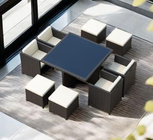Wholesale CE BSCI Wicker Dining Desk Outdoor Garden Patio Cubic Table Set Commercial from china suppliers