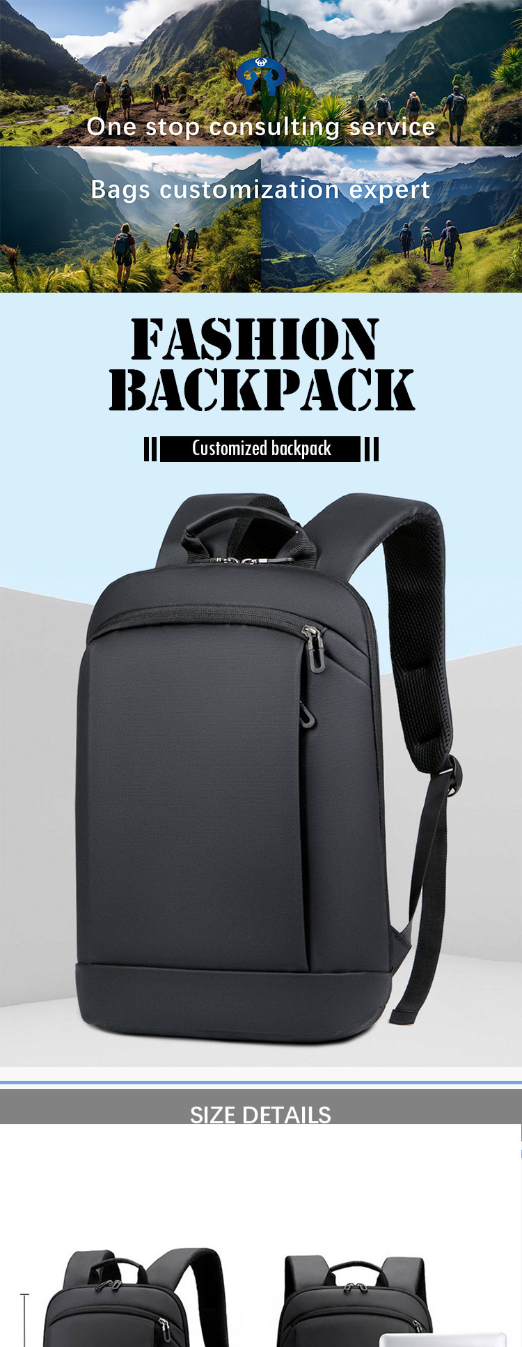 Men's 15.6 Inch Waterproof work laptop rucksack Backpack with Nylon Lining Daily Use