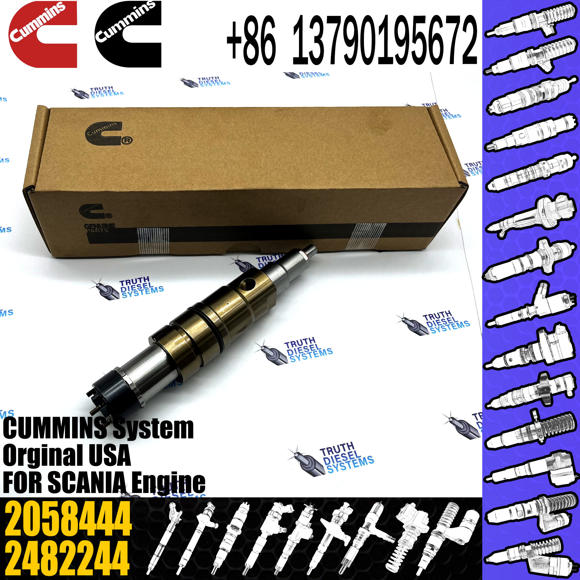 Diesel Scania Engine Common Rail Fuel Injector 2057401 1933613 2058444 1881565