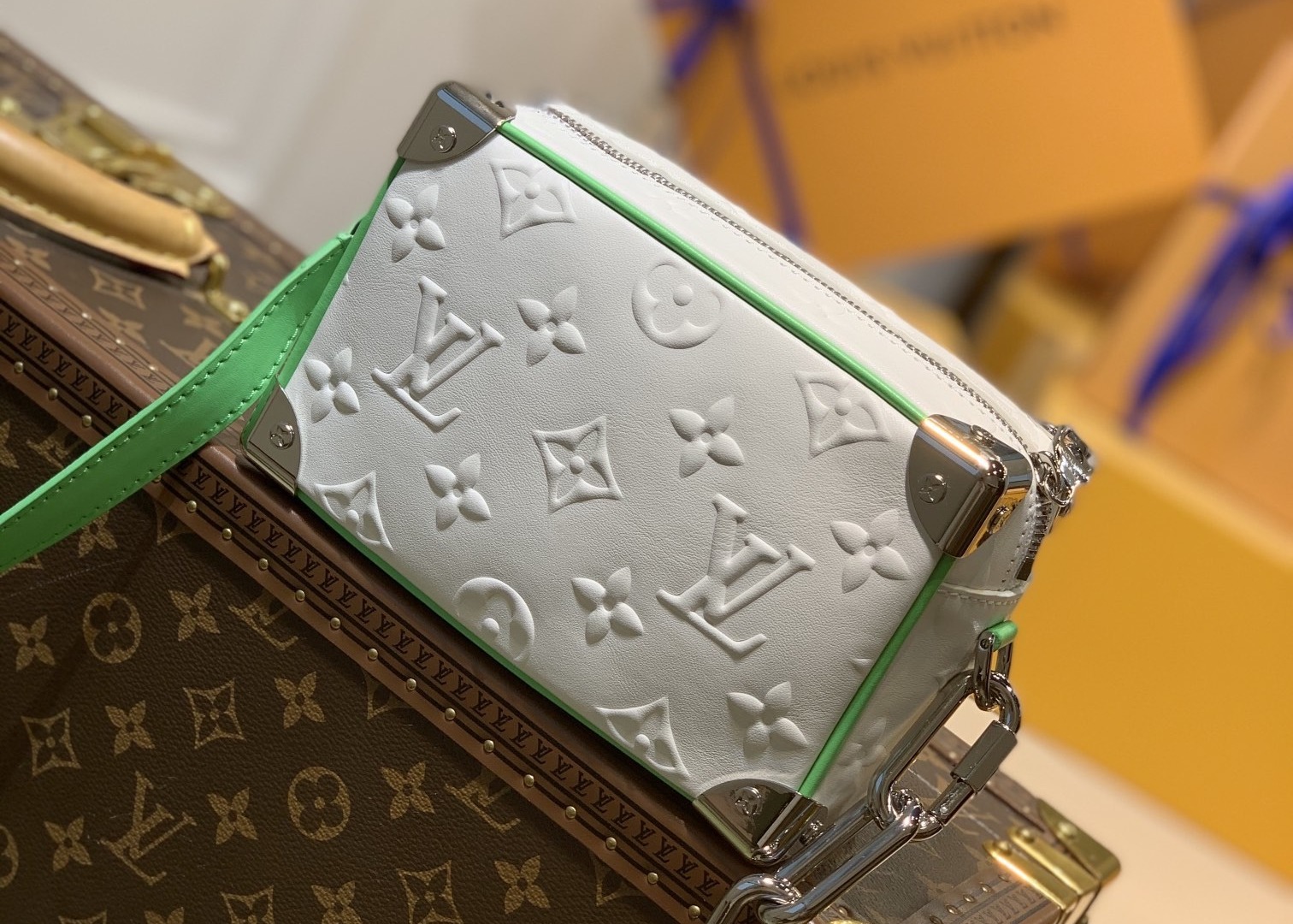 Mini Soft Trunk Chain Bag Monogram Printing Leather Luxury Cross-Body Bag Unique Letters Decrocation Box Bag