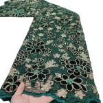 Supoo green flocking velvet lace Nigerian lace embroidery african lace fabric