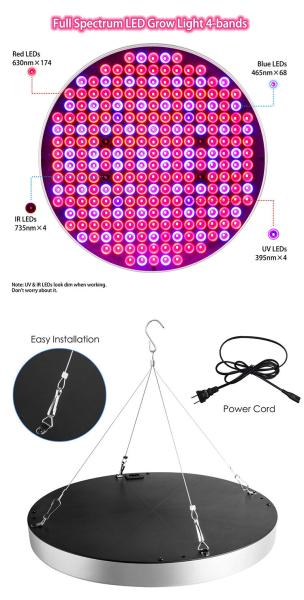 Commercial Farming UFO Full Spectrum LED Grow Light 50W with 250pcs Epistar Led
