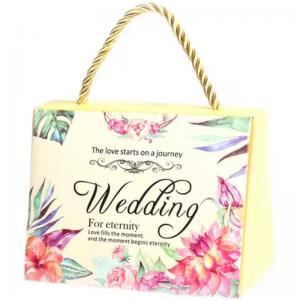 China 200gsm Mini Wedding Paper Gift Bag Glossy Lamination Bridesmaid Paper Bag on sale
