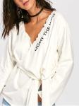Spring Letter Pattern Long Sleeve Knitted Tip Top Women