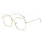 Silver Alloy Square Big Frame Glasses Men Women Unisex Decoration Transparent