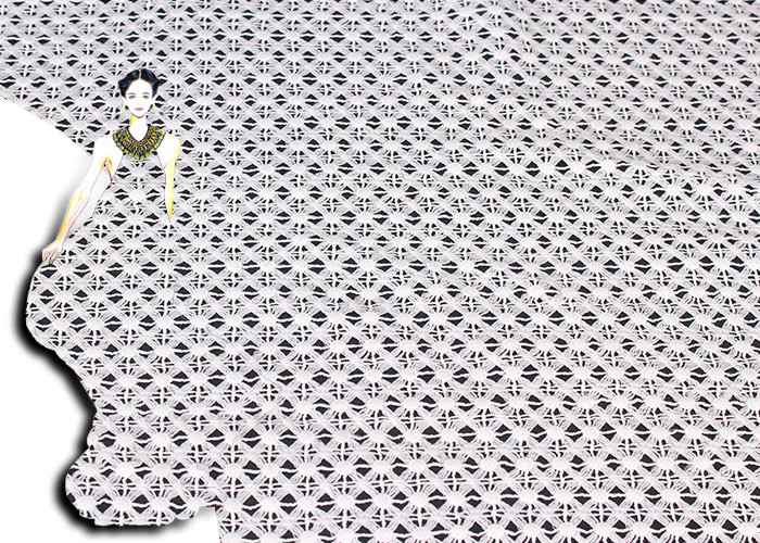 DTM French Venice Guipure Lace Fabric Embroidered Chemical Poly Milk For Apparel