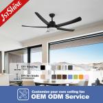 38W 56 Inch Large Air Volume Noiseless Ceiling Fan With Light 5 Speed Choice