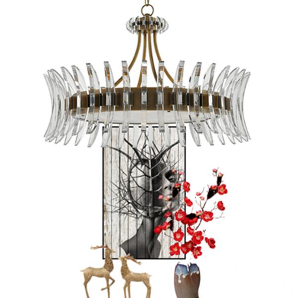 Postmodern creative minimalist chandelier living room crystal light Coquette