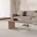 Acrylic High Density Board Living Room Coffee Table Oval Shape Modern