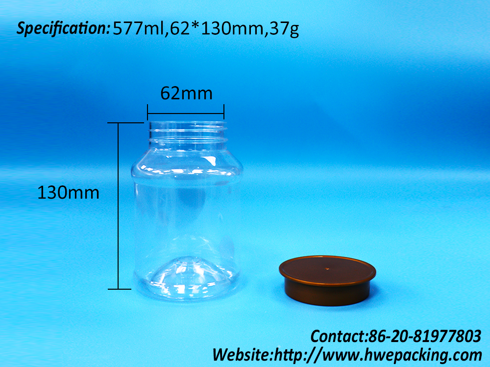 Round Shaped Clear Food Packaging Plastic Peanut Butter Biscuits Candies Jars
