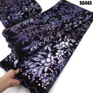 Wholesale Silk Velvet Fabric African Lace Fabric Unique Flocking Velvet Lace for Party Decoration from china suppliers