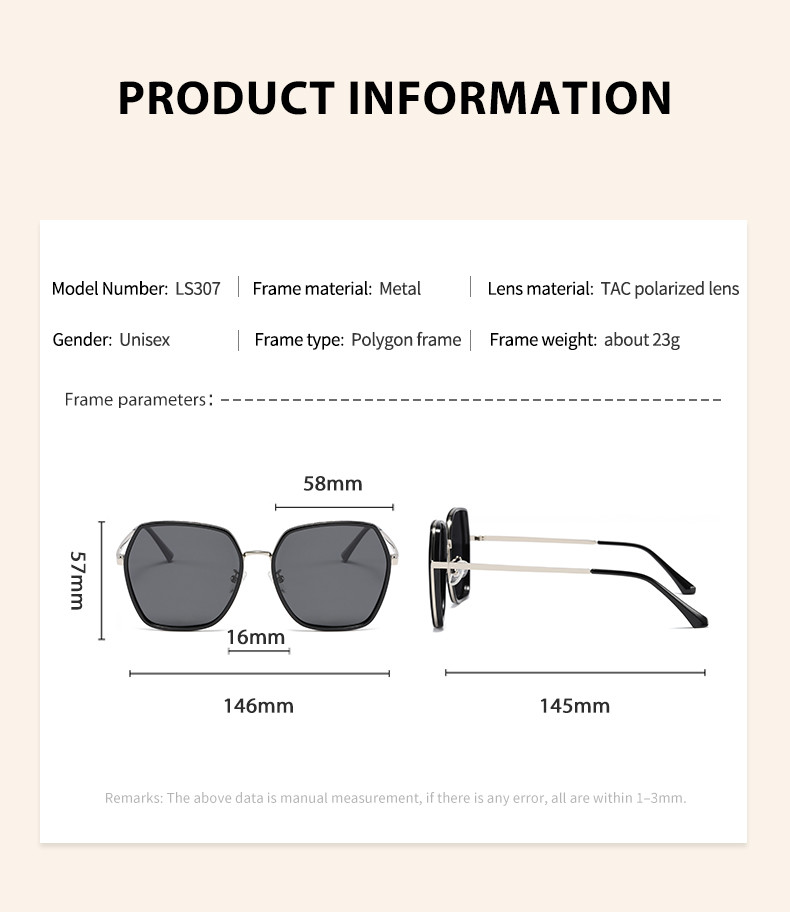 Large Metal Frame Sunglasses Unisex Polycarbonate Lens 23g OEM