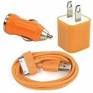 Wholesale USB AC Wall Charger and Car Charger+Data Cable for Apple iPod Touch or iPhone4 4S 4G Orang from china suppliers