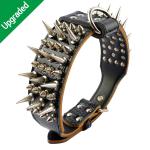 Durable Handmade Dog Leather Leashes , Genuine Leather Collar Sharp Spiked