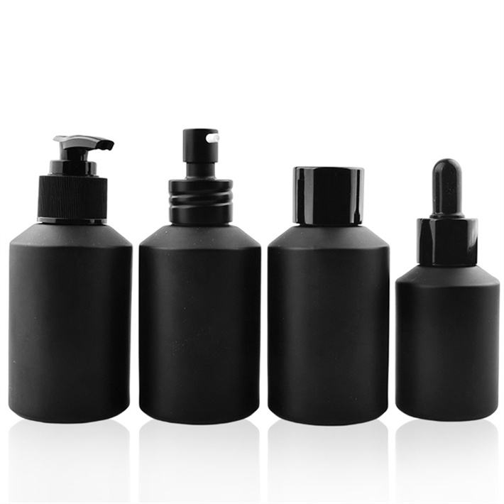 Black Essential Oil Serum Slip Shoulder Glass Dropper Bottle With Screw Cap