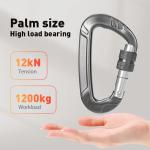 Aluminum Climbing Screw Locking Carabiner 12kN Gym Carabiner Clip for Heavy