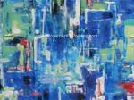 Abstract Cityscape Painting On Canvas , Framed Oil Paintings For Modern House