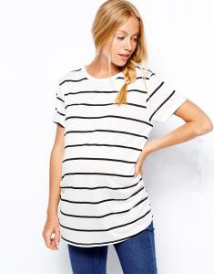 Wholesale western maternity wear in black and white stripe shirt in loose design from china suppliers