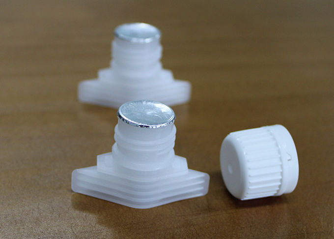 Tight Sealing Up Plastic Spout Caps With Foil Liners And Seals Custom Size