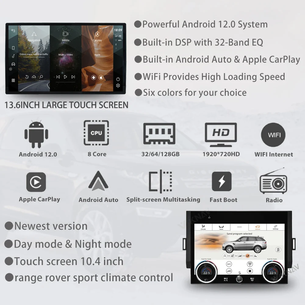 Auto Stereo Car Radio For Range Rover Sport L494 2013-2017 Carplay Android Multimedia Player GPS Navigation Head Unit