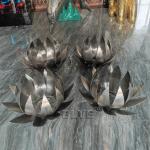 Stainless Steel Lotus Sculpture Large Polished Metal Flower Statues Home