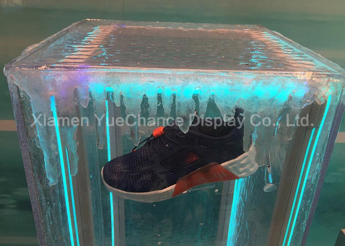 Light Blue Window Display Decorations Acrylic Ice Cube For Displaying Shoes