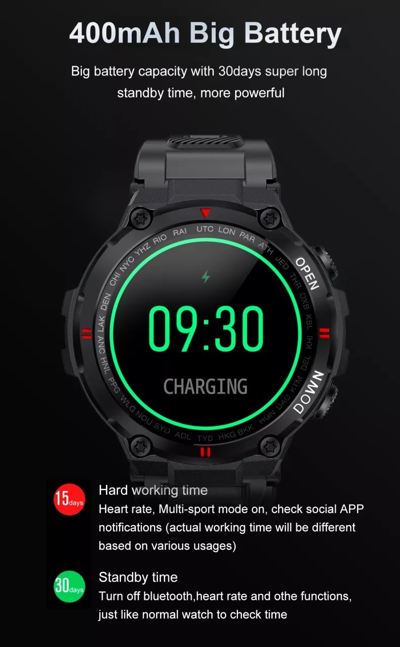 Mutiple Sports IP67 Waterproof Pressure Oxgen Tracking Suit for People K2 Sports Smartwatch